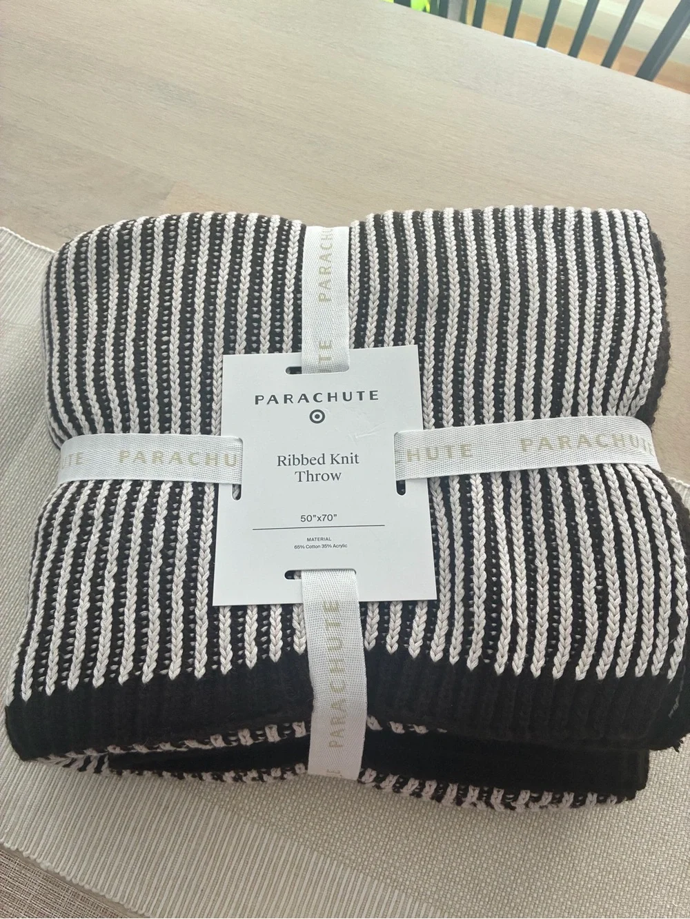 Parachute for Target Ribbed Knit Throw •Parchment & French Press•
